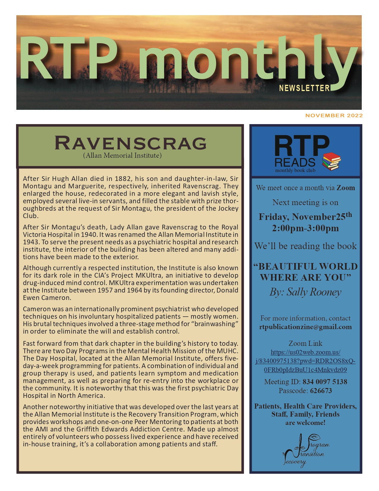 RTP Monthly Newsletter November 2022
